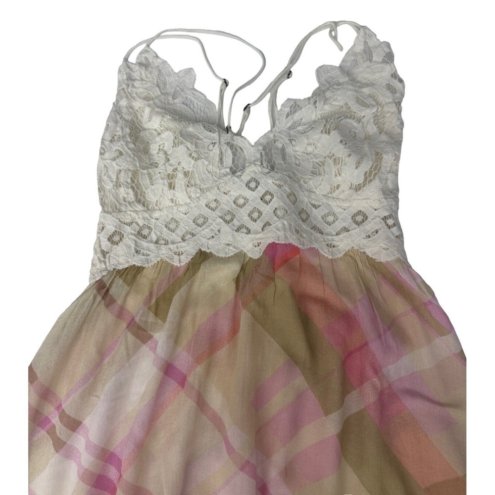Free People Women's Adella Printed Mini Slip Soft Plaid Combo Size XL New - Picture 5 of 12